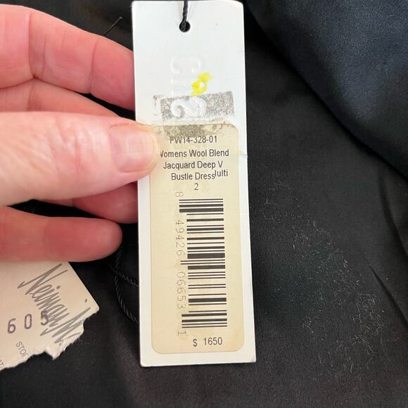 Cushnie et Ochs Black Wool Blend Jacquard Deep V Tiered A-Line Mini Dress 2 NWT - Picture 13 of 16